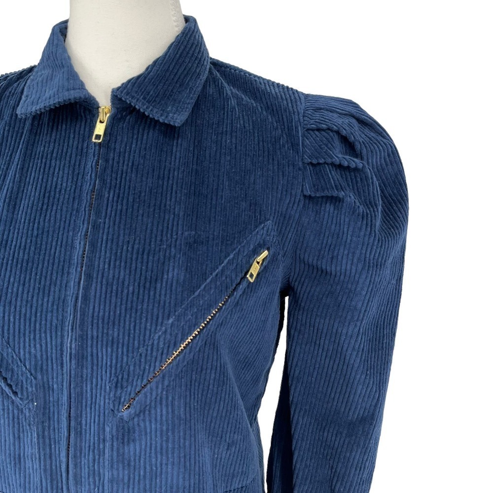 by TiMo Corduroy‎ Jacket Navy Blue Puff Shoulder XS